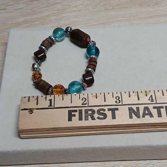 Hand Crafted Stretchy Glass Beaded Silver Tone Bracelet Fashion Jewelry #38 - Picture 2 of 11